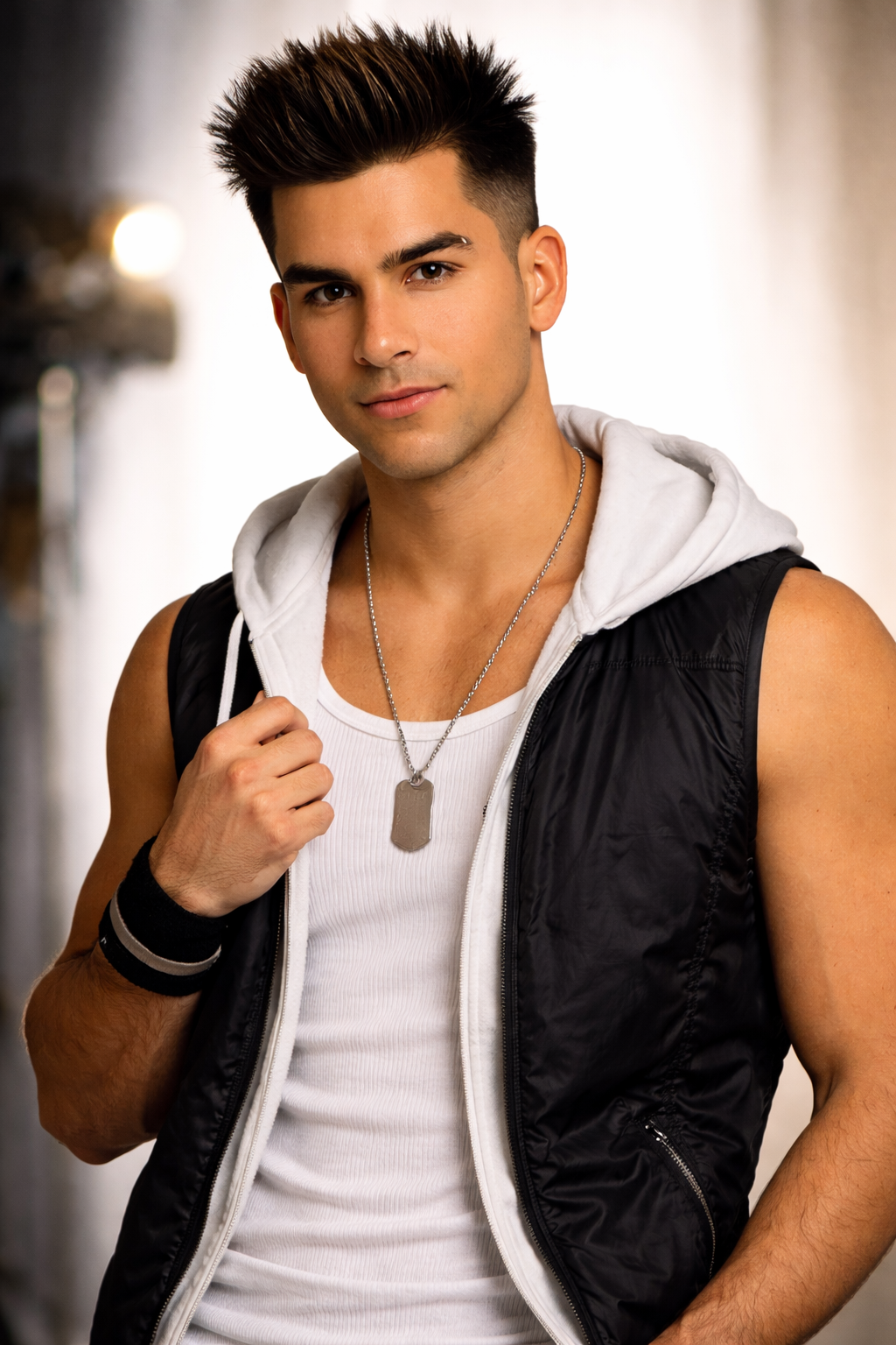 Ajay from BeFour in a sleeveless black jacket